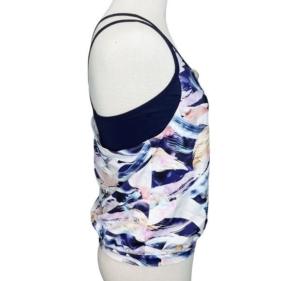 Athleta Vivid Tankini Top sz XS * Side Tie Strappy Shelf Bra Swimsuit Swim Blue - Picture 5 of 9